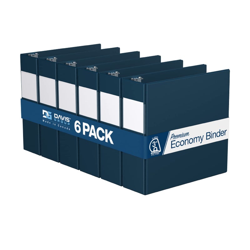 Davis Group Premium Economy 6-Pack 3-Ring Binders for School or Office, Round-Ring Binders, 3 Inch, Navy Blue - Image 1